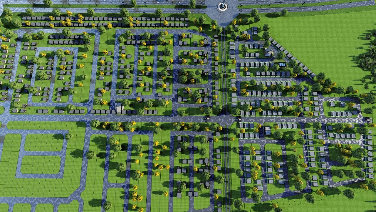Aerial view of residential blocks taking shape