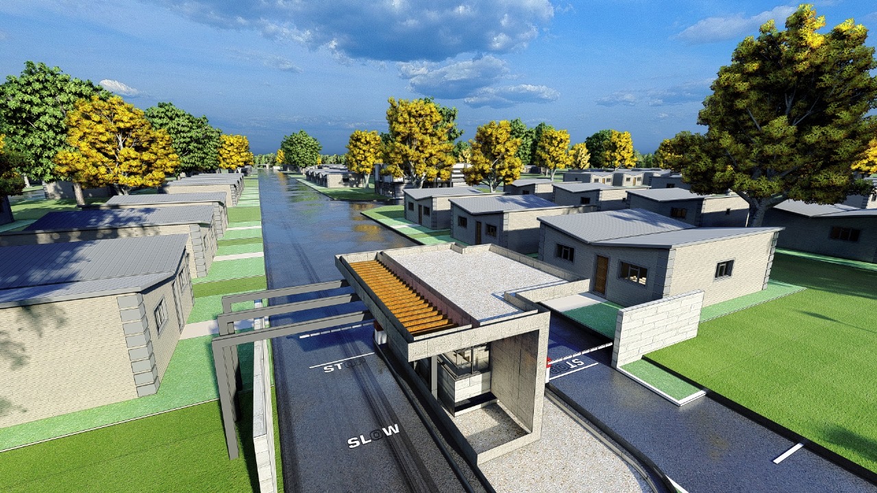 Secure residential entrance and contemporary homes