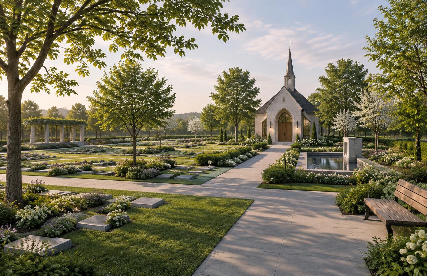Concept illustration of a landscaped memorial park